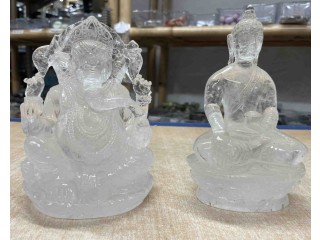 Ganesh ou Bouddha en cristal de roche - H: 16 à 18 cm
